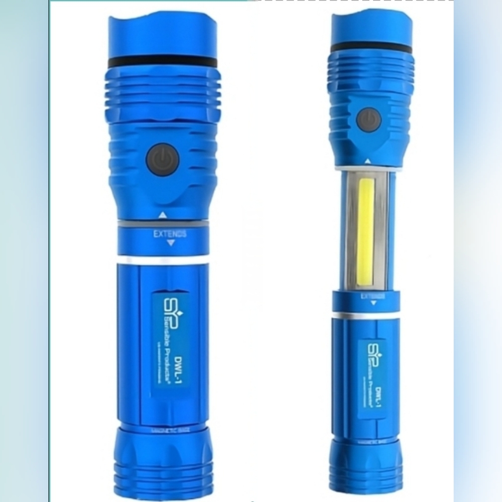 Sensible Products Dual LED Waterproof, Magnetic Work Flashlight - Blue